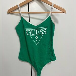 Guess Green and White Logo Bodysuit